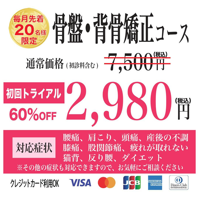 骨盤・猫背矯正初回限定割引キャンペーン